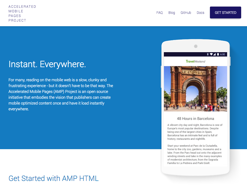 AMP Accelerated Mobile Pages Project